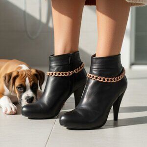 NEW Women Gold Boot Chain Shoe Bracelet Anklet Coral Color Links Charm Handmade